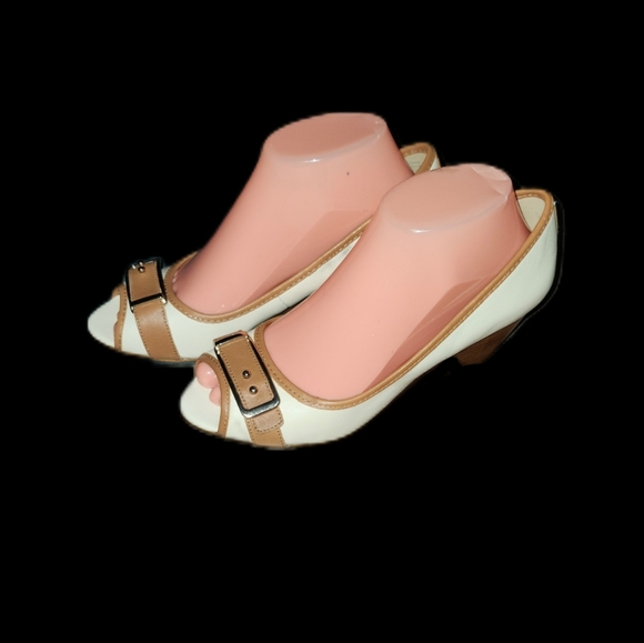 Aldo Cream Brown Wedge Pumps - Picture 3 of 5